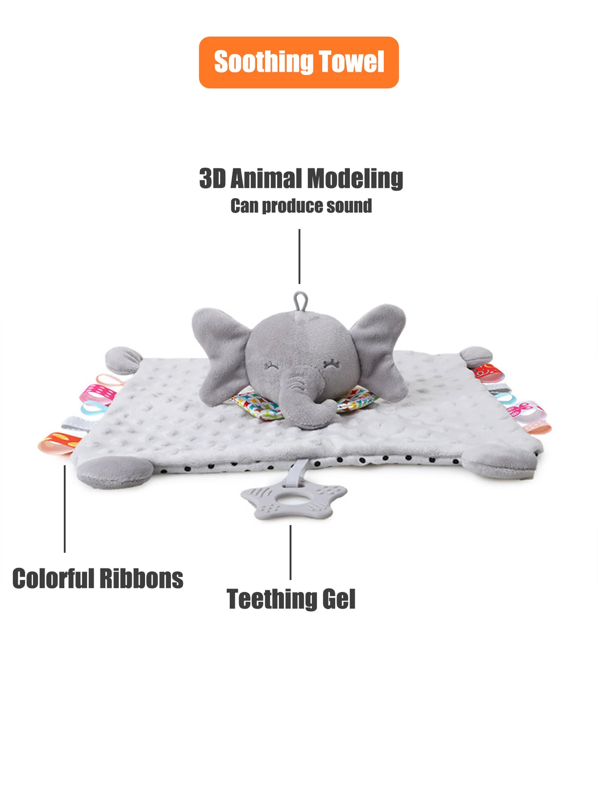 1pcs Baby Security Soothing Doll Towel with Teether Rattles Soft Blanket Snuggle Toy Stuffed Animal for Babies Newborns Gift