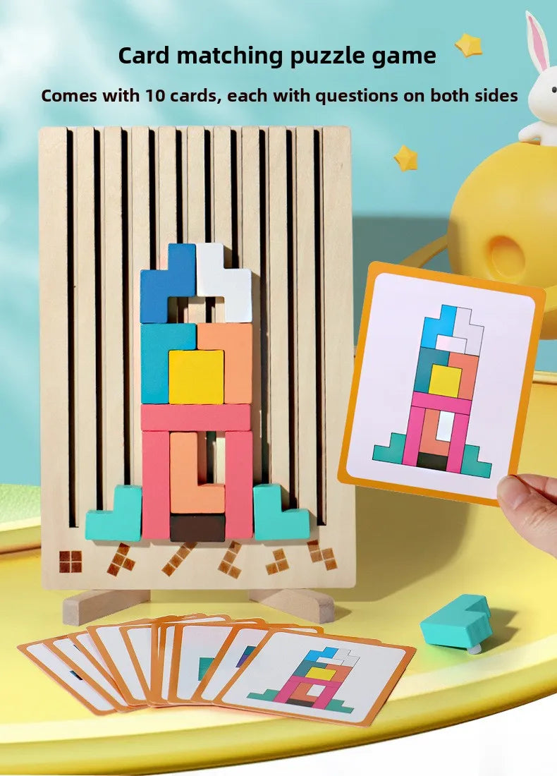 3D Wooden Puzzle, Building Blocks, Puzzle Game, Baby Logic Training Puzzle Toys, Parent-Child Interactive Games