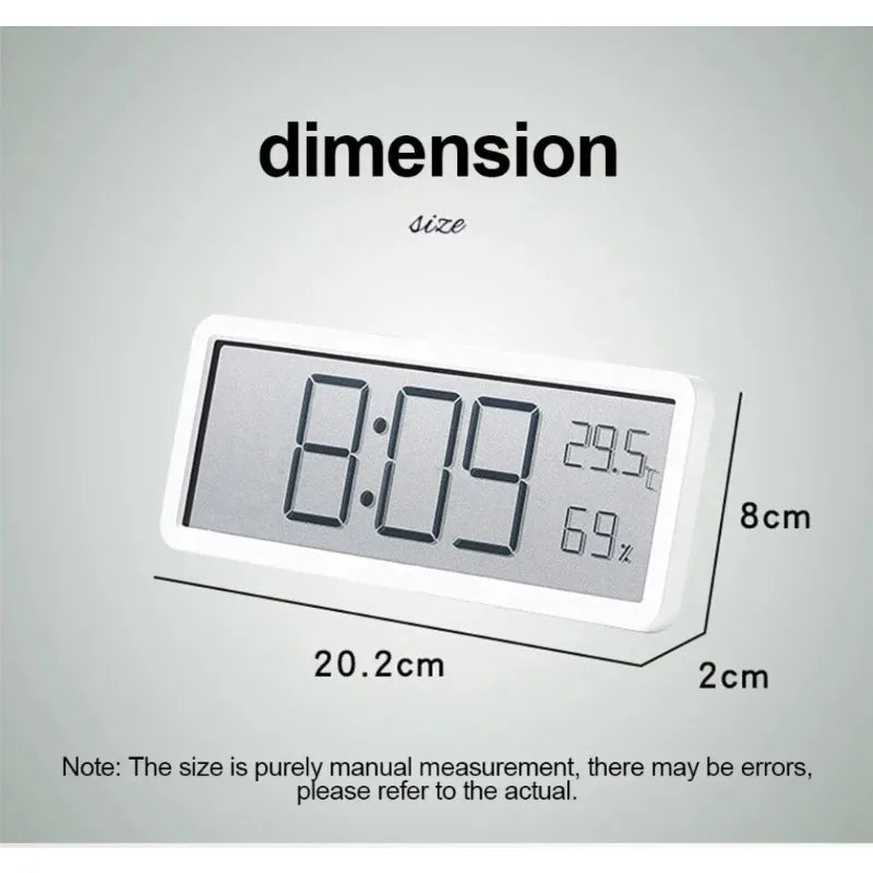 LCD Digital Wall Clock Time Temperature Humidity Display Electronic Desk Clock Battery Powered Home Office Decor