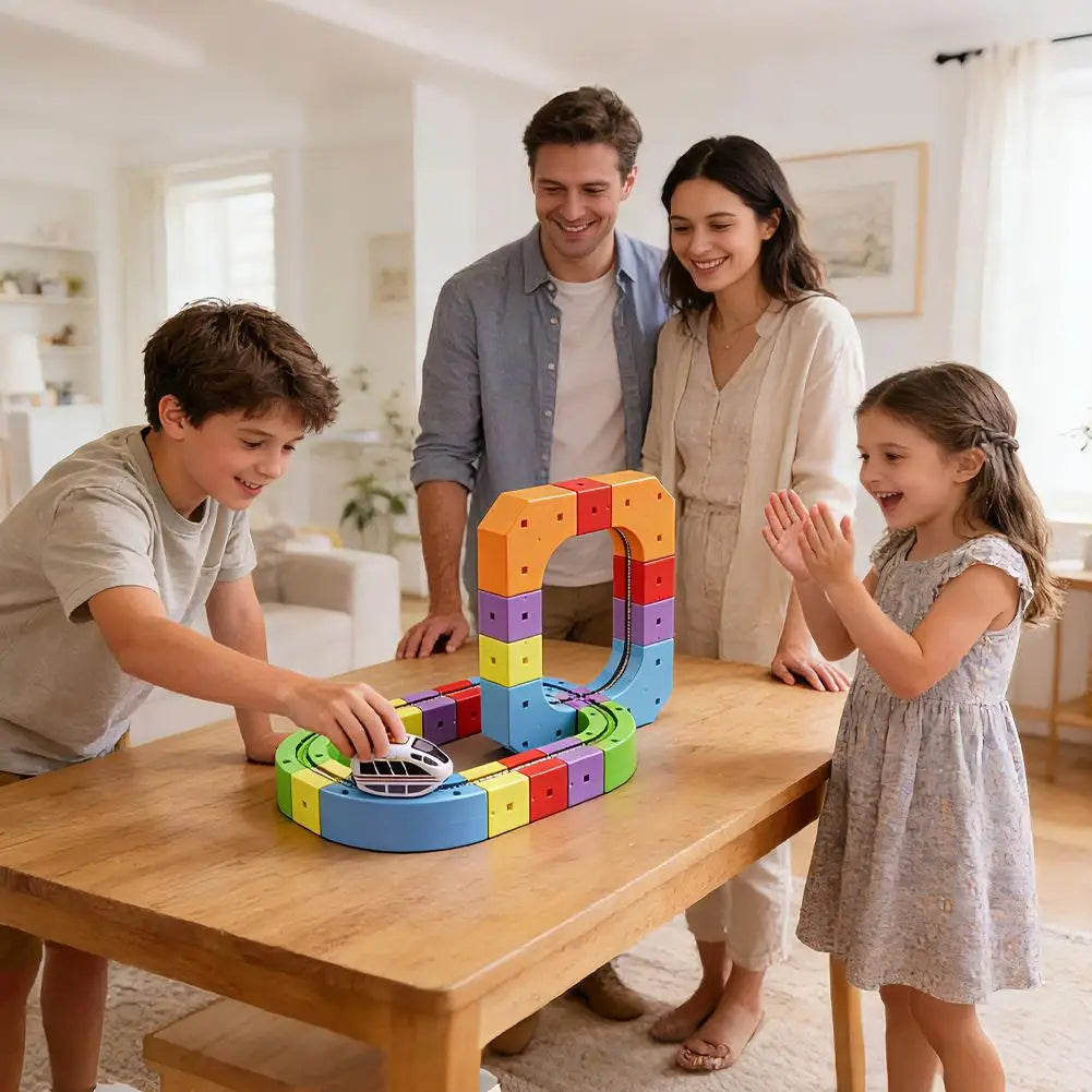 Children Magic Track Train Electric Assembled Building Blocks Magnetic Rail Car Maze Educational Toys Magnetic Assembly Train