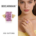 Bocarman Rectangular Ice Cut Mint Green Cubic Zirconia Copper Ring For Women Vintage Engagement Wedding Adjustable Jewelry