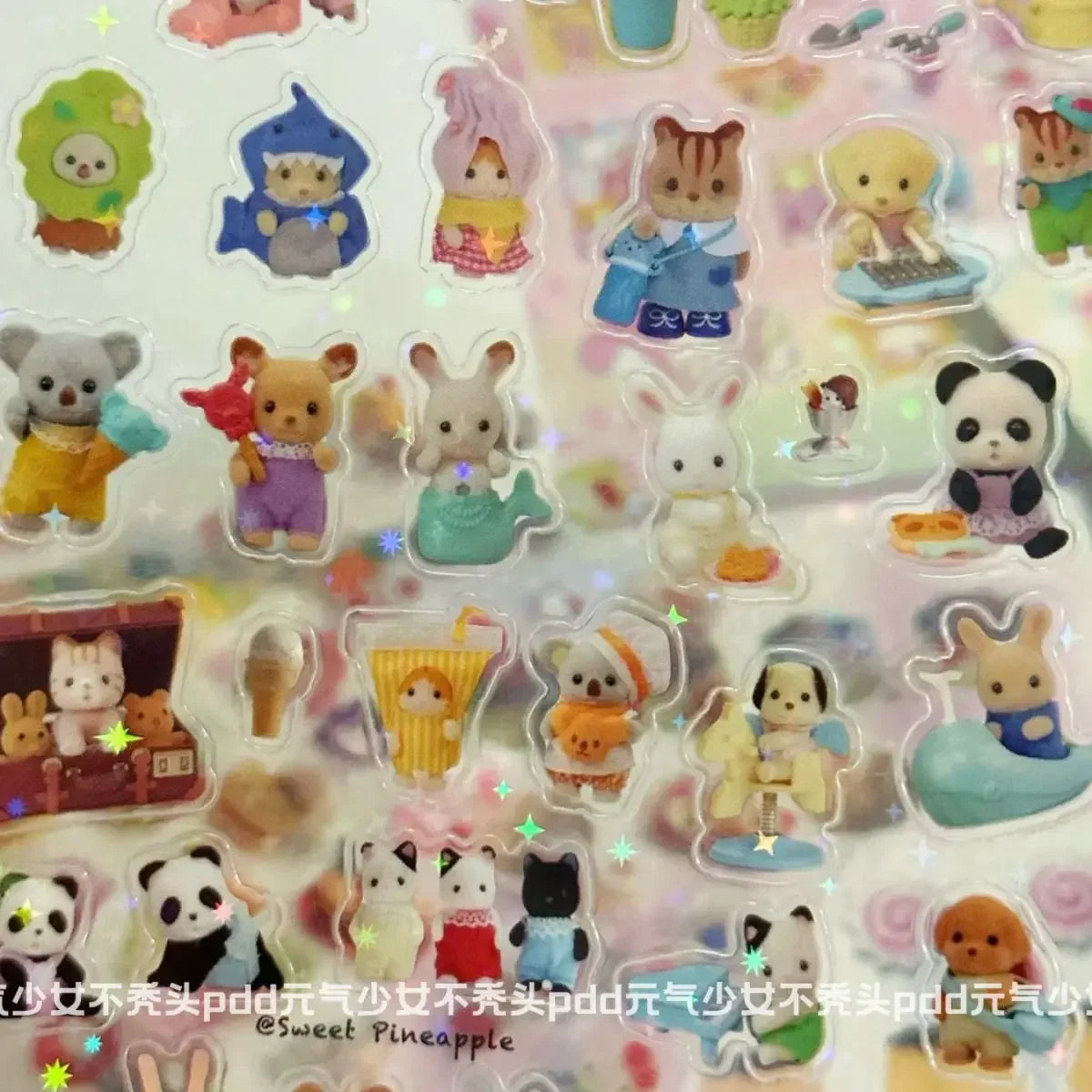 Sylvanian Families Cartoon Waterproof Stickers Pack Cute Water Bottle Laptop Skateboard Scrapbook Anime Accessories