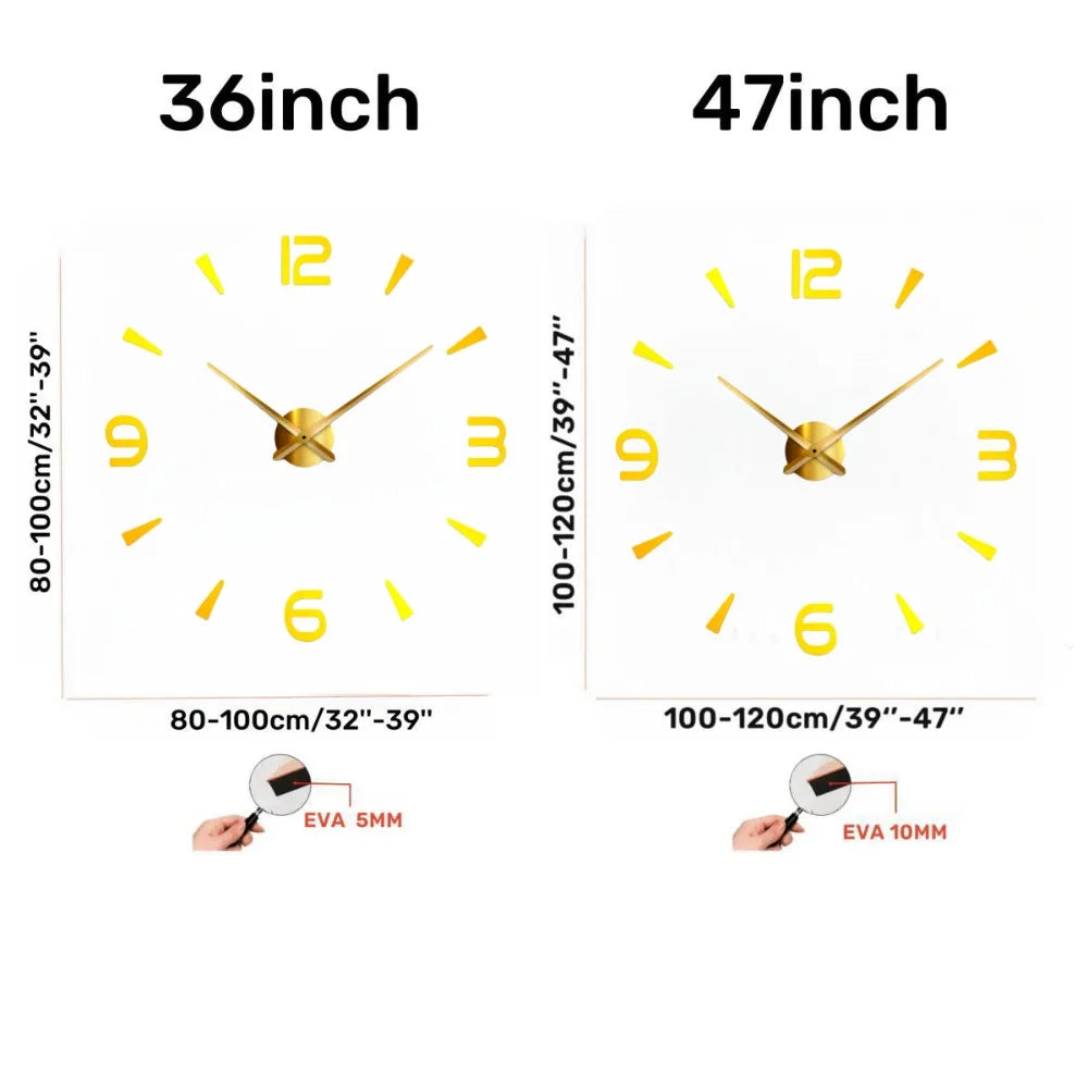Large 3D Wall Clock Luminous Classic Wall Clocks DIY Digital Clock Wall Watches Stickers Silent Clock for Home Living Room Table