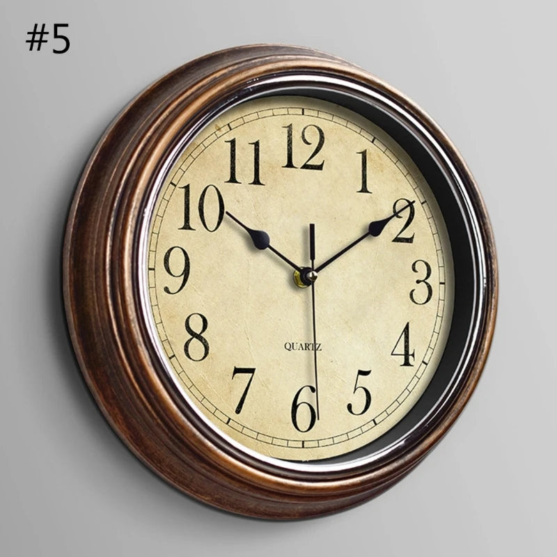Wall Clock 12-inch Large Retro Wall Clocks Non Ticking Classical Quiet Clocks Living Room Kitchen Bedroom Office Decor A0KF