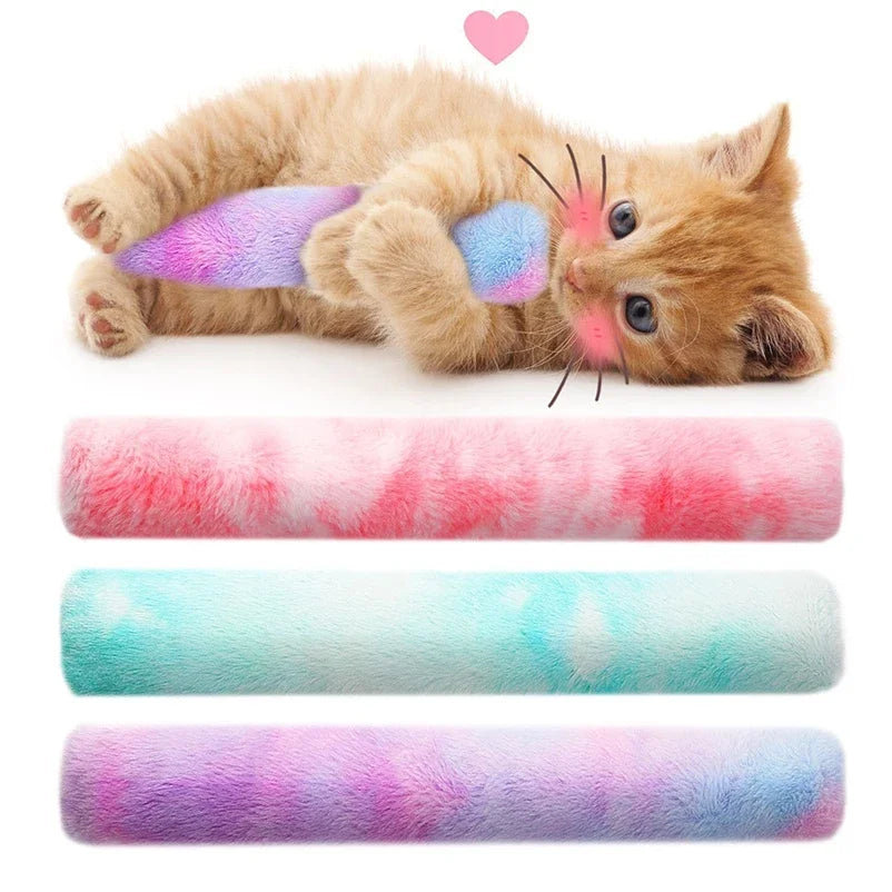 Cat plush gradient pillow toy chewing and teasing sticks, teething sticks, self-entertainment cat toy pillow