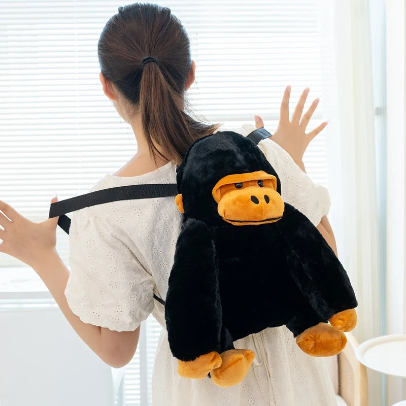 32CM Creative Gorilla Plush Backpack Cute Monkey Stuffed Doll Funny Student School Backpack Gifts