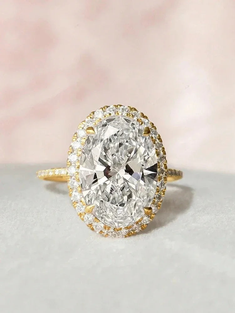 925 Sterling Silver Fashion Oval Shiny Full Zircon Ring For Women Match Daily Outfits Party Luxury High Quality Fine Jewelry