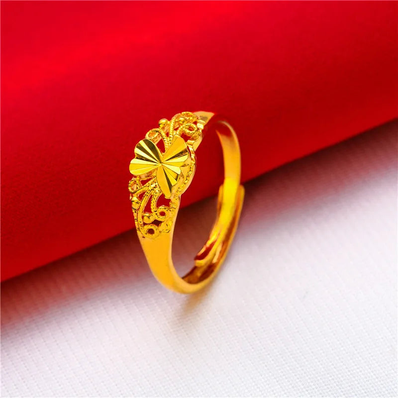 ANIID Dubai Gold Color Ring For Women Resizable Brazilian Wedding Bride Arabic Ethiopian Finger Ring Nigerian Jewellery Moroccan