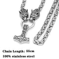 Stainless Steel Wolf Head Pendant Byzantine Emperor Chain Necklace Bracelet Set Norse Viking Amulet Thor Hammer King Jewelry