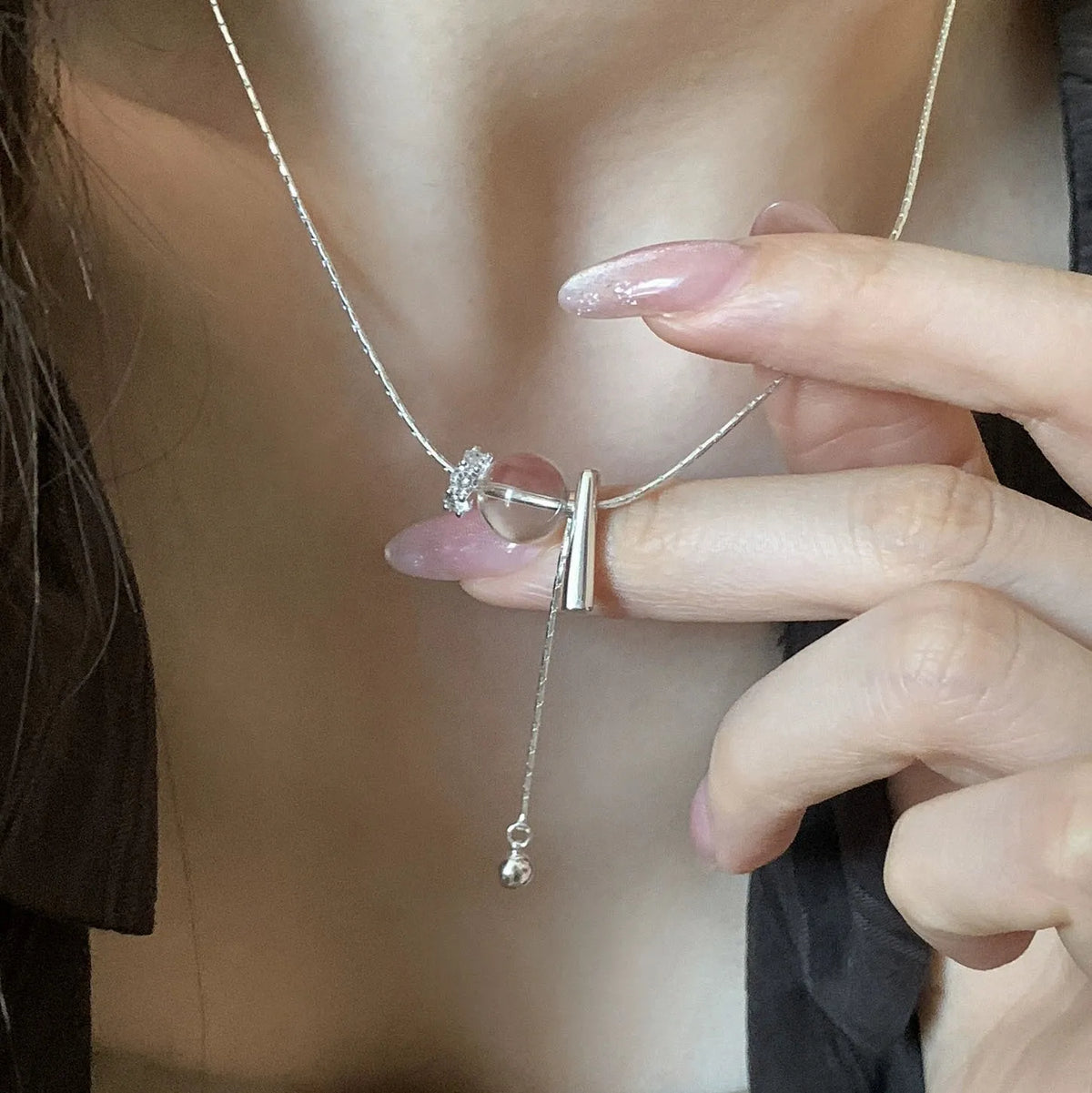 VENTFILLE 925 Sterling Silver Bead Geometry Necklace for Women Girl Korean Design Versatile Choker Jewelry Dropship Wholesale