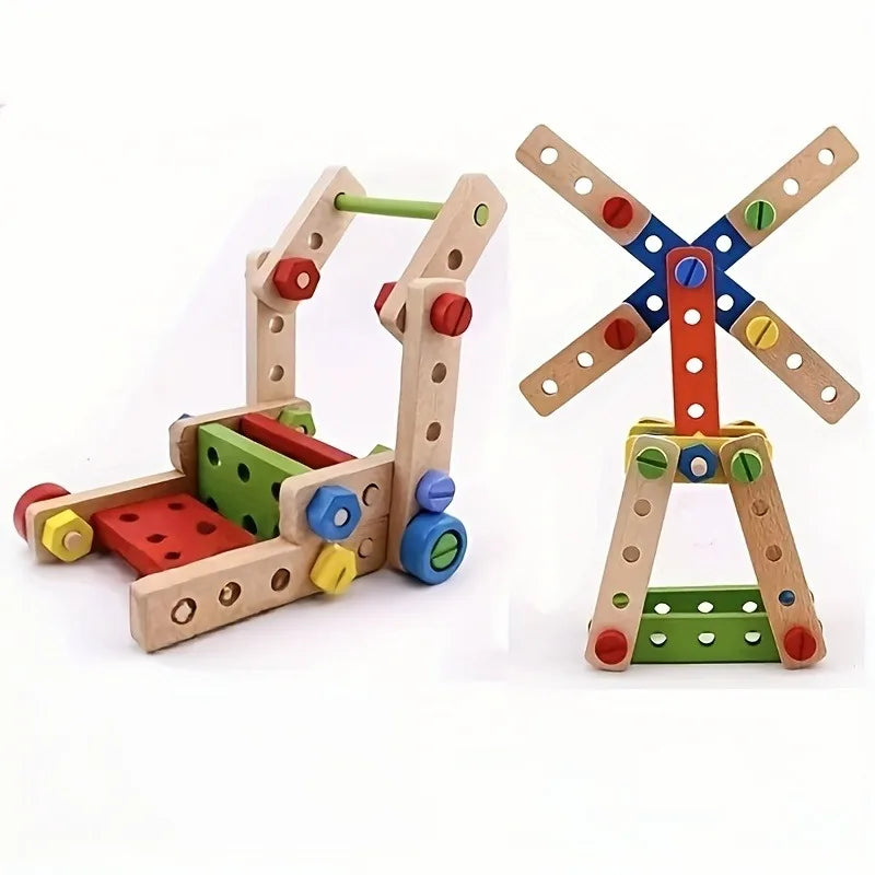 Children's Wooden Building Block Assembly Toy Set Christmas Birthday Gift