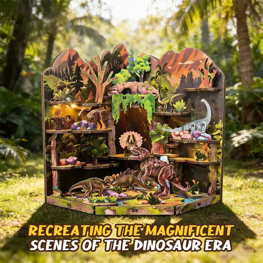 DIY Wooden Blocks Dinosaur Secret Realm 3D Wooden Puzzle Stereo Model Beginner Friendly Stress Relief Handmade Toys for Adults