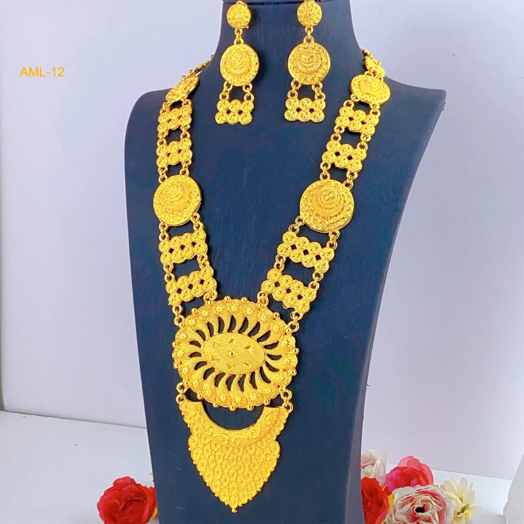 Dubai Indian Necklace Earrings Big Pendant Jewelry Set Gold Color For Women Nigeria African Bridal Wedding Party Jewellery Gifts