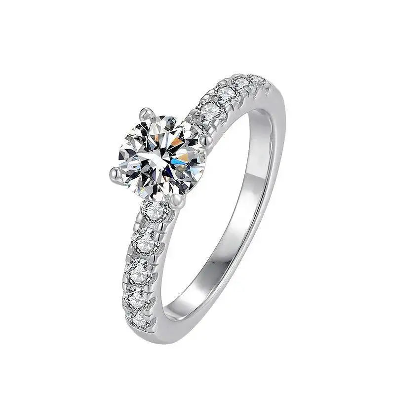 1.0 Carat Simple Design Moissanite Ring with 4 Claw S925 Sterling Silver Women's Engagement Band Fashion Fine Jewelry Gift