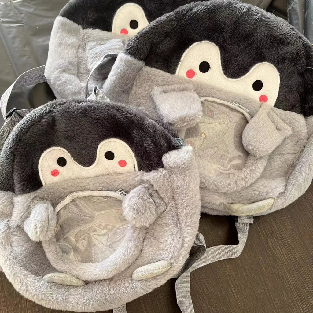 Penguin Cartoon Goth Harajuku Backpack Female Cute Jk Girl Ita Bag Doll Bag Pain Bag Action Figure Plush Mini Small School Bag