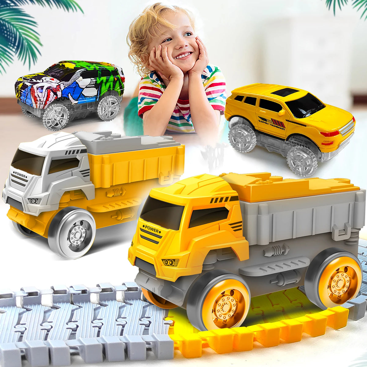Magical Flexible Track Car Toys for Glow Race Track Electronic Car Toy Kid Railway Machine Track Car for Children Boys Gift