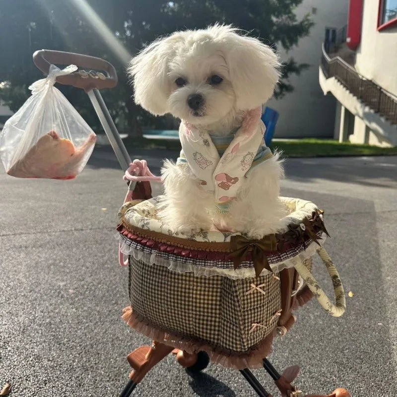 2026 SUMMER Pet Stroller with Complimentary MaT for Small 10 Lbs Dogs & Cats Lightweight Foldable Design One-clickFolding  Brake