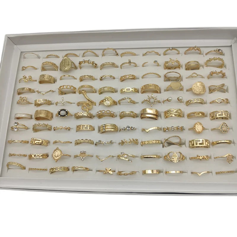 50000 Style Different Finger Rings Wholesale In Stock 100pc/Lot Hot Vintage Silver Gold Color New Alloy Joint Ring Party Women