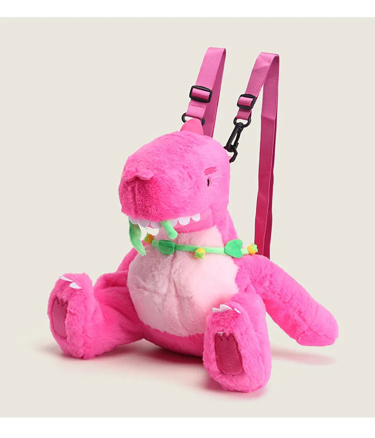 Cute Pink Dinosaur Plush Backpacks Super Soft Kawaii Animals Plushie Crossbody Bag Versatile Knapsack Beautiful Birthday Gifts