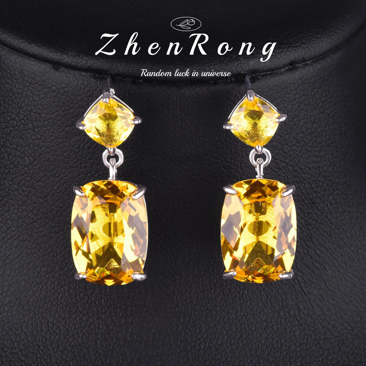 Foydjew Luxury 20 Carat Yellow/Red/Blue/Green Color Large Gemstone Jewelry Sets Pendant Necklaces Earrings Rings For Women