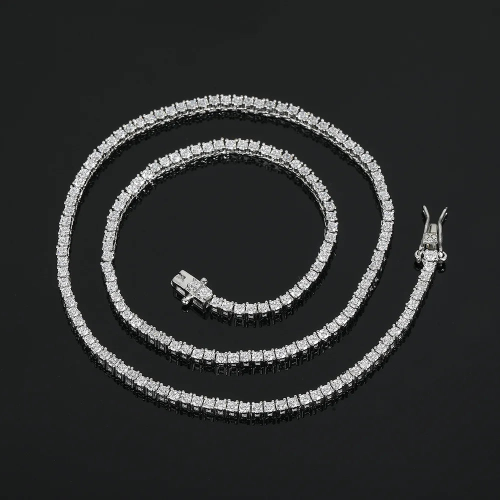 D VVS1 Moissanite Tennis Necklace For Women Top Quality 100% 925 Sterling Silver Sparkling Party Fine Jewelry