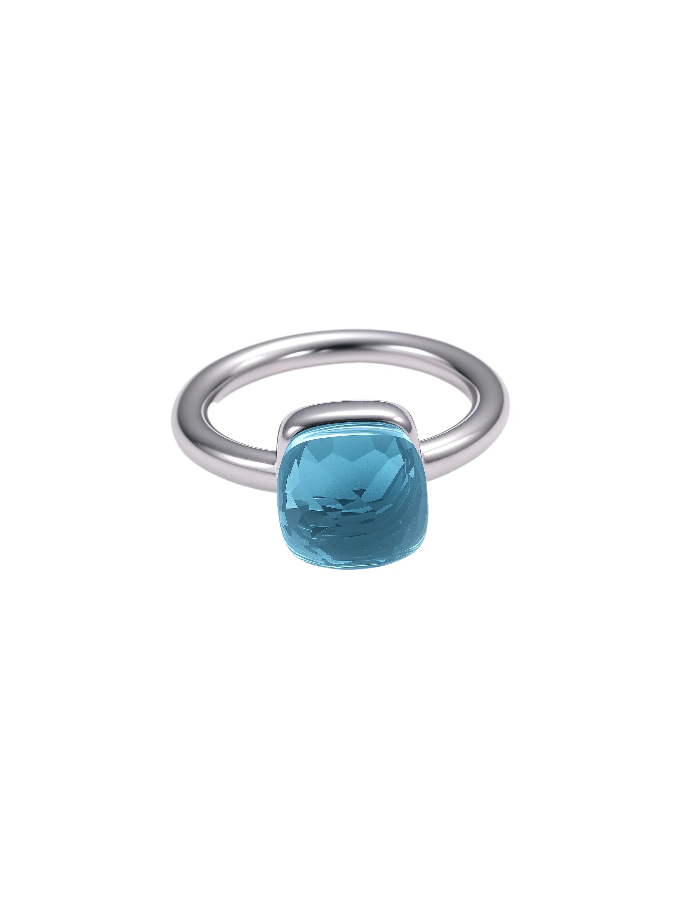 Colorful Crystal Nude Ring for Women 18K Gold Plated Stainless Steel Candy Color Square Stone Statement Rings Jewelry Gift