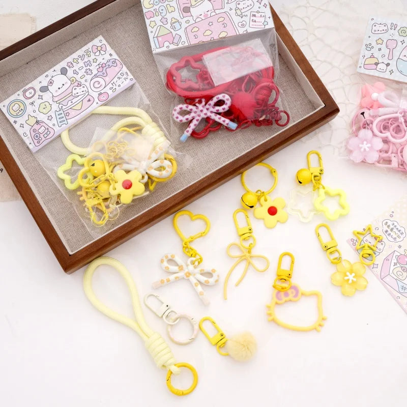 1Set 15pcs Plastic Perler Bead Charms Multicolor DIY Keychain Bag Pendant Accessories Craft Making Supplies With Jump Rings