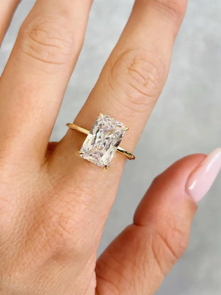 925 Sterling Silve Gorgeous Shiny 1-5CT Zircon Rectangle Ring For Women Engagement Wedding Luxury High Quality Fine Jewelry