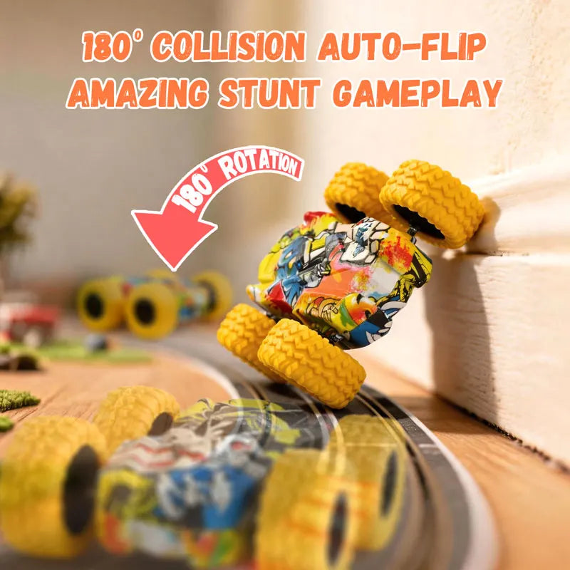 180° Flip Inertia Stunt Car Double‑Sided Drive Off‑Road Vehicle Friction Powered Collision Tumbling Toy Car Kid Interactive Play