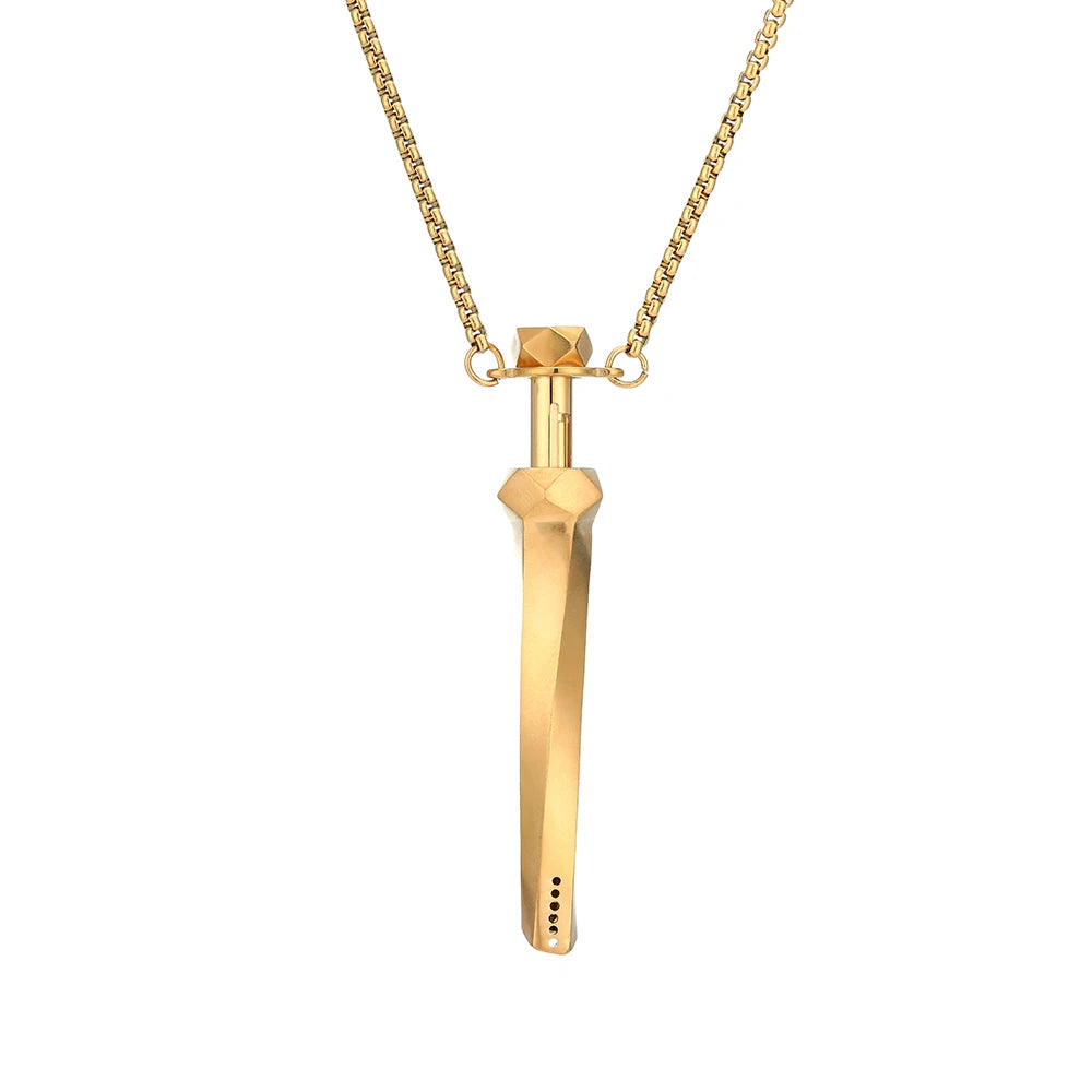 Geometric Cut Breathing Necklace: 2-in-1 Spring Telescopic Straw for Anxiety Relief, Stress Relief & Mindfulness