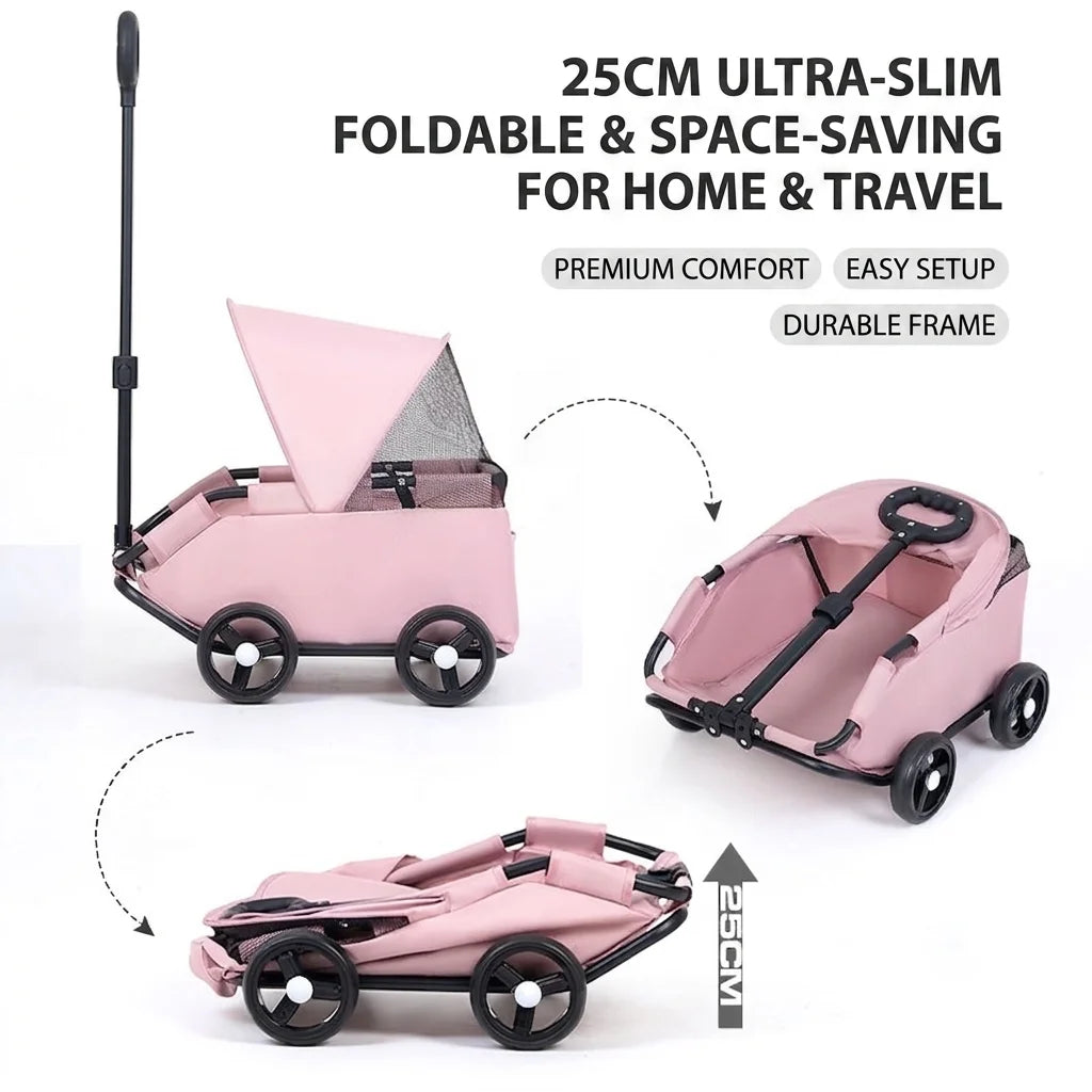 Pet Stroller Dogs Cats Teddy Bear Baby Stroller Small Pet Stroller Light and Foldable Suitable Outdoor Travel Dog Cat Supplies