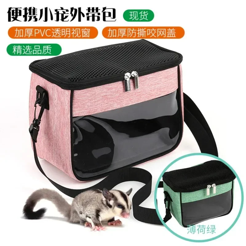 Portable Small Pet Travel Bag Breathable Animal Carrier Bag Rabbit Hamster Hedgehog Ferret Outdoor Inclined Shoulder Bag