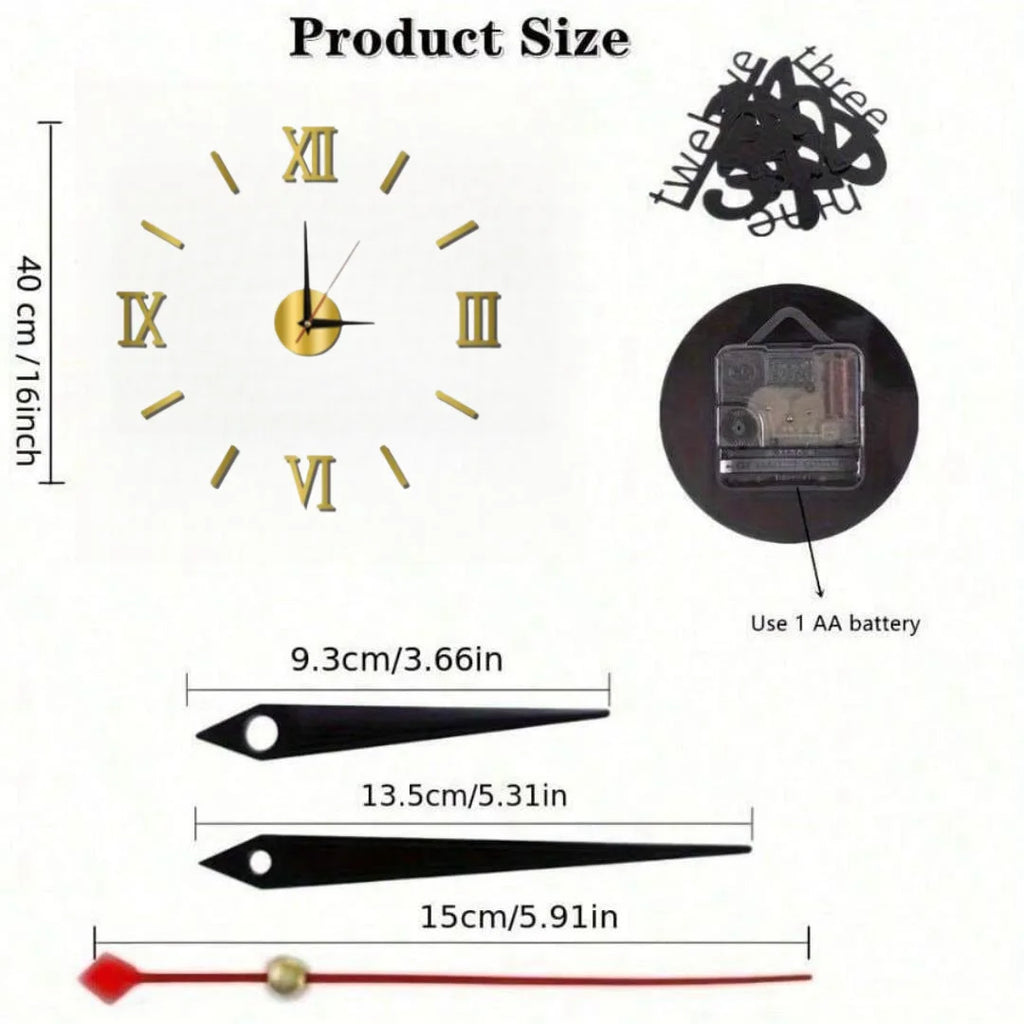 New Modern Design Large Wall Clock 3D DIY Quartz Clocks Fashion Watches Acrylic Mirror Stickers Living Room Home Decor Horloge
