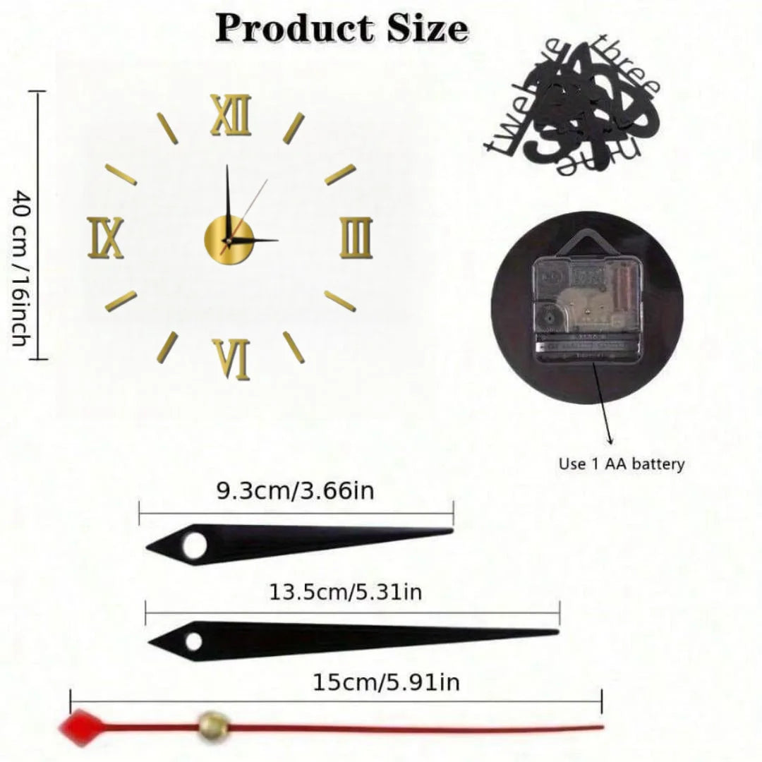 New Modern Design Large Wall Clock 3D DIY Quartz Clocks Fashion Watches Acrylic Mirror Stickers Living Room Home Decor Horloge