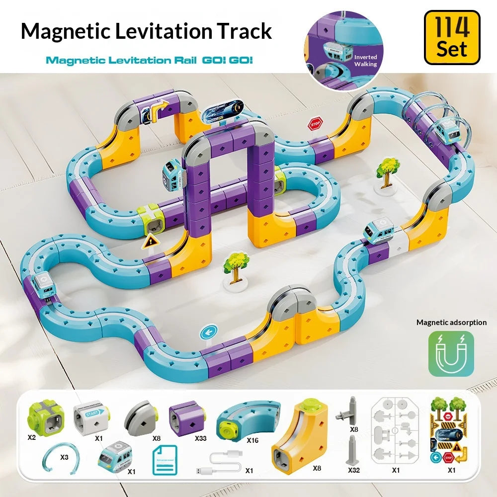 Magnetic Levitation Track Building Blocks Track Car Variable Assembled Track Puzzle Educational Toy Stem Family Interactive