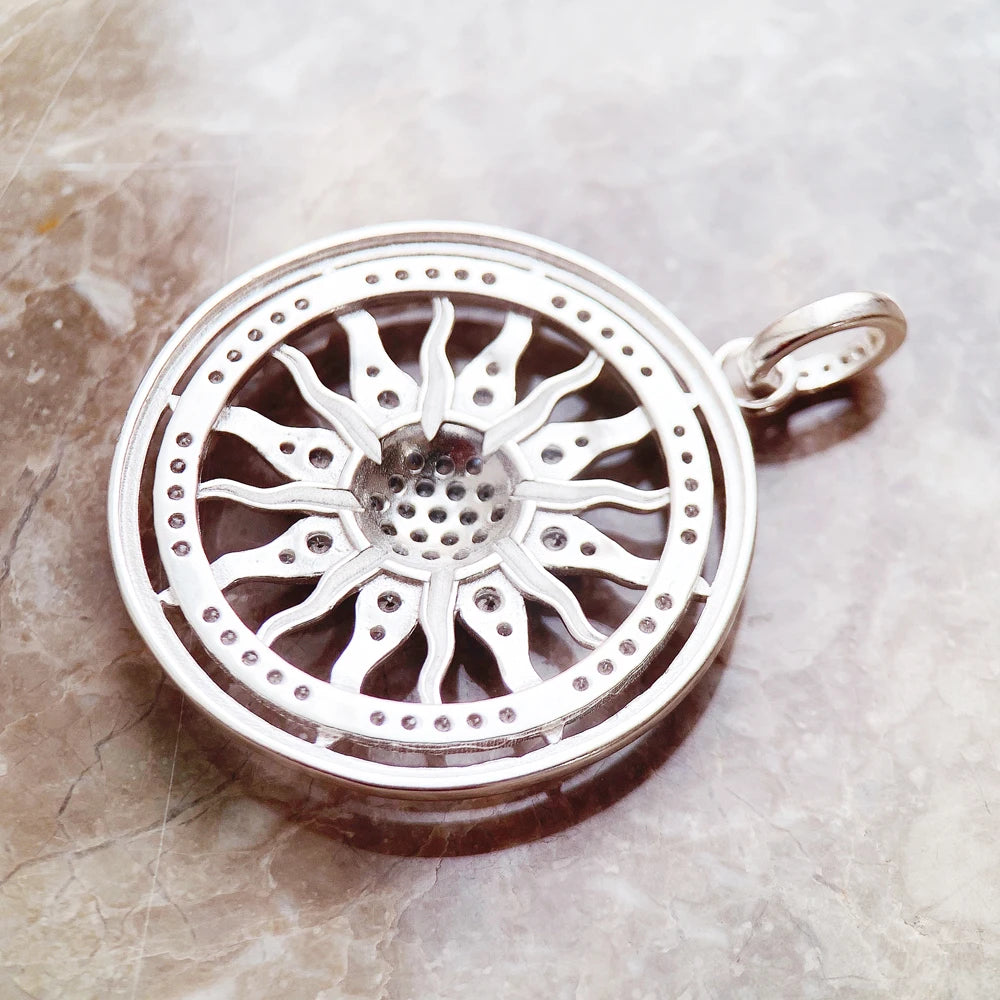 Pendant Sun Star CZ Pave Summer Winter New 925 Sterling Silver Fine Jewelry Europe Style Accessories Gift For Men Woman