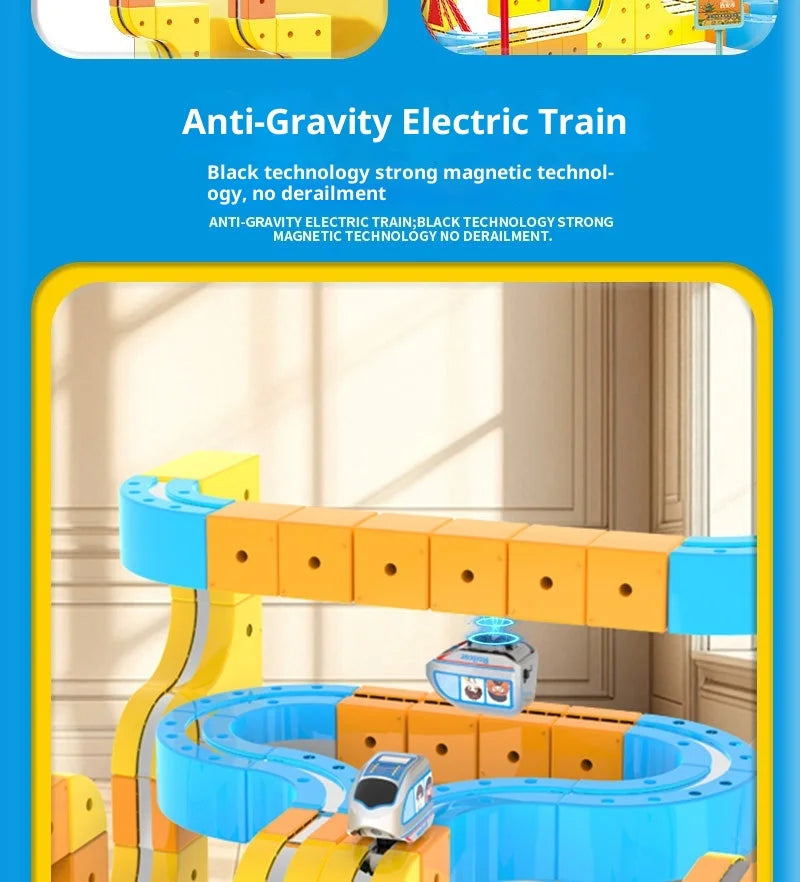 Huagen Magnetic High Speed Train Diy Transformable Suspension Track Car Anti Gravity Electric Vehicle Model Educational Toy Set
