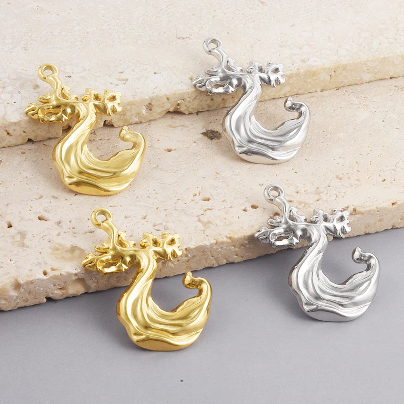 5pcs Stainless Steel Bee Spider Cicada Butterfly Dragonfly Flower Tree Grass Pendants Insects Charms Jewelry Making Accessories