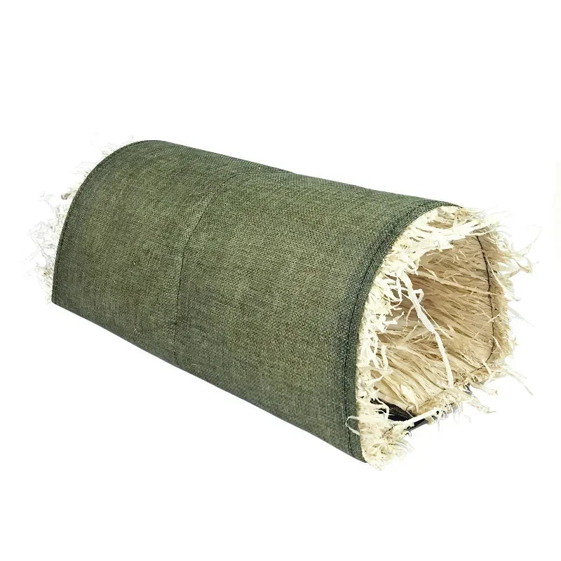 Pet Rabbit Arched Tunnel Toy Guinea Pig Chinchilla Hiding Grass Nest Simulated Pet Thatched House Summer Pavilion Leisure Toys