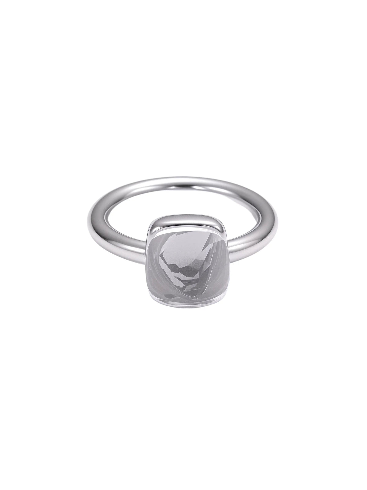 Colorful Crystal Nude Ring for Women 18K Gold Plated Stainless Steel Candy Color Square Stone Statement Rings Jewelry Gift