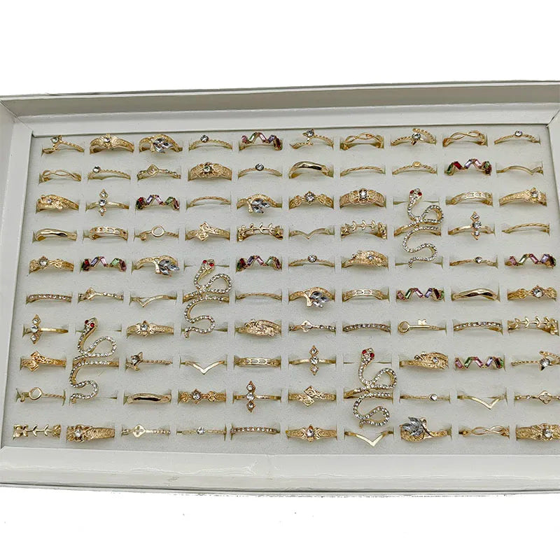 50000 Style Different Finger Rings Wholesale In Stock 100pc/Lot Hot Vintage Silver Gold Color New Alloy Joint Ring Party Women