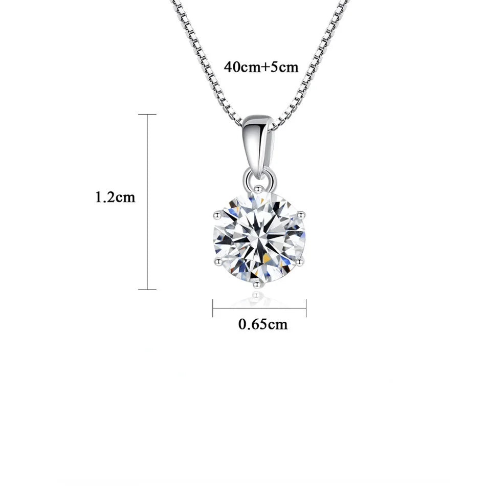 Butterflykiss 6.5mm 1.0 Carat D Moissanite Necklaces Rose Gold Plated Pendant Original Real S925 Silver Chain Jewelry For Women