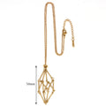 Crystal Cage Necklace Empty Stone Holder Wax Rope Stainless Steel Chain Adjustable Pendant Net Bag Natural Gem Jewelry Accessory