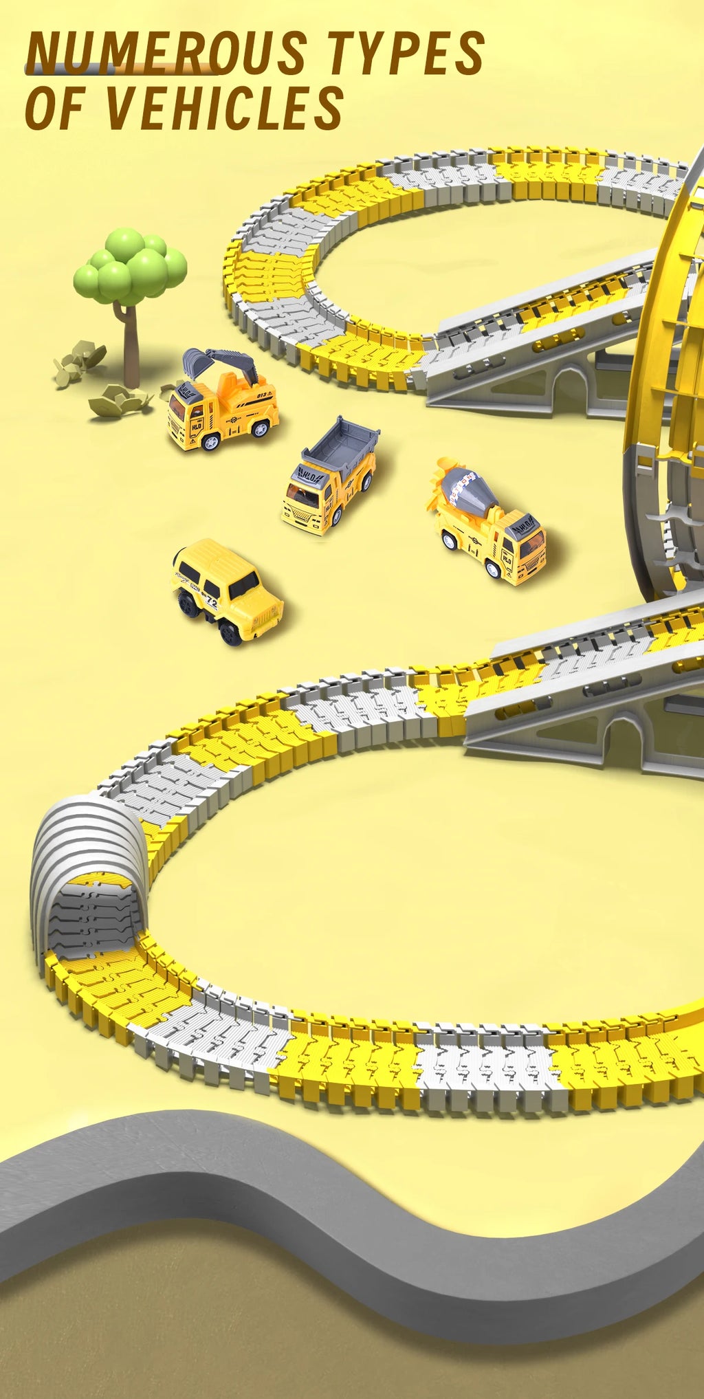 DIY Building Block Track Splicing Puzzle Toy, Electric Track Toy Engineering Minin Car Set Puzzle Kids Toys Track Car Train Toys
