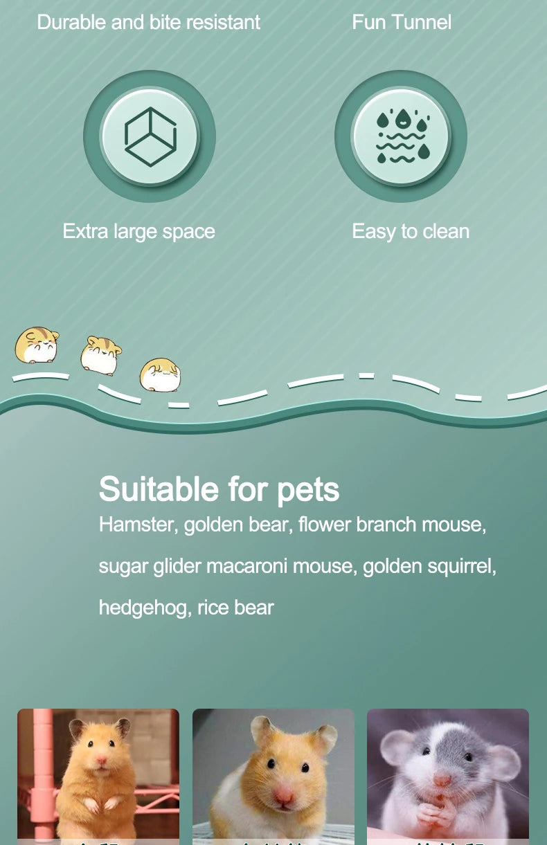 DIY Tunnel Cage Hamster Cage Hamster Hose Tubing Toy Fun Platform Pet Home Drinking Water Bottle For Golden Hamster Fun Tunnel