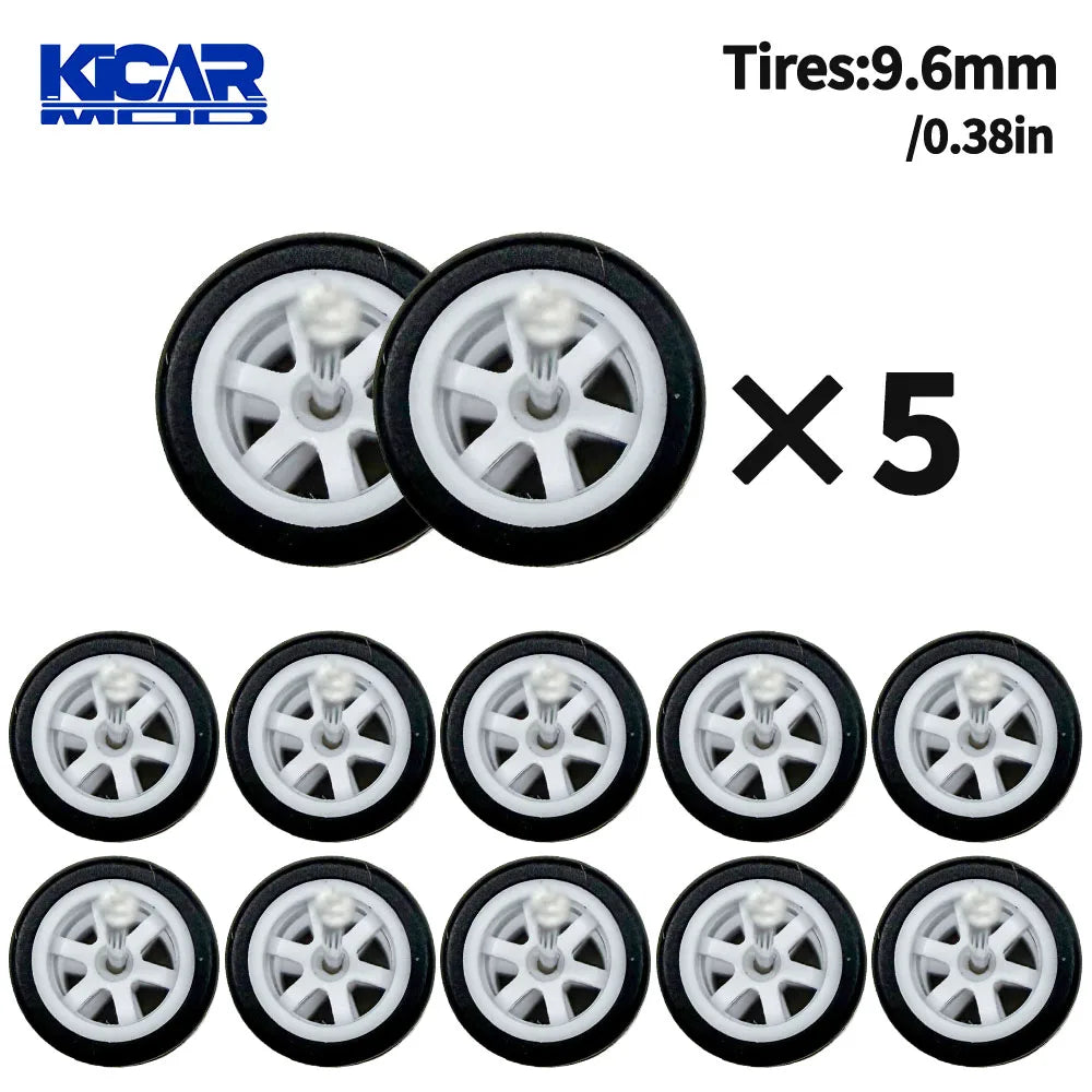 1/64 Model Q Car Wheels with Detachable Slicks Rubber Tires for Toy Model Diecast Cars Refiting Parts for MINIGT  (5 Cars)