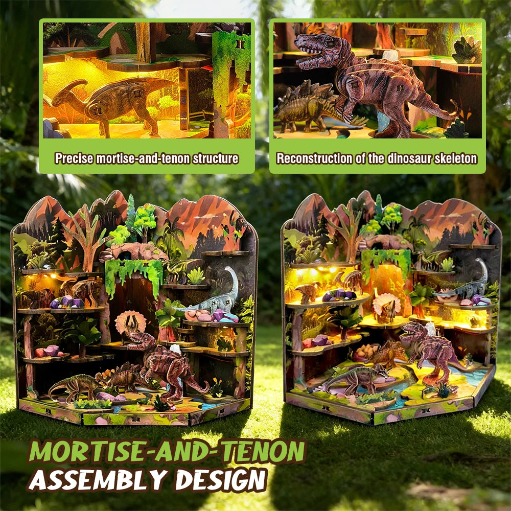 DIY Wooden Blocks Dinosaur Secret Realm 3D Wooden Puzzle Stereo Model Beginner Friendly Stress Relief Handmade Toys for Adults