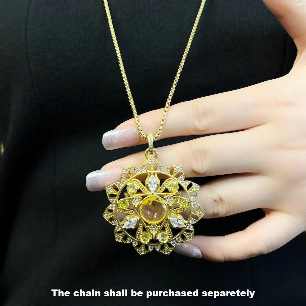 Pendant Sun Star CZ Pave Summer Winter New 925 Sterling Silver Fine Jewelry Europe Style Accessories Gift For Men Woman