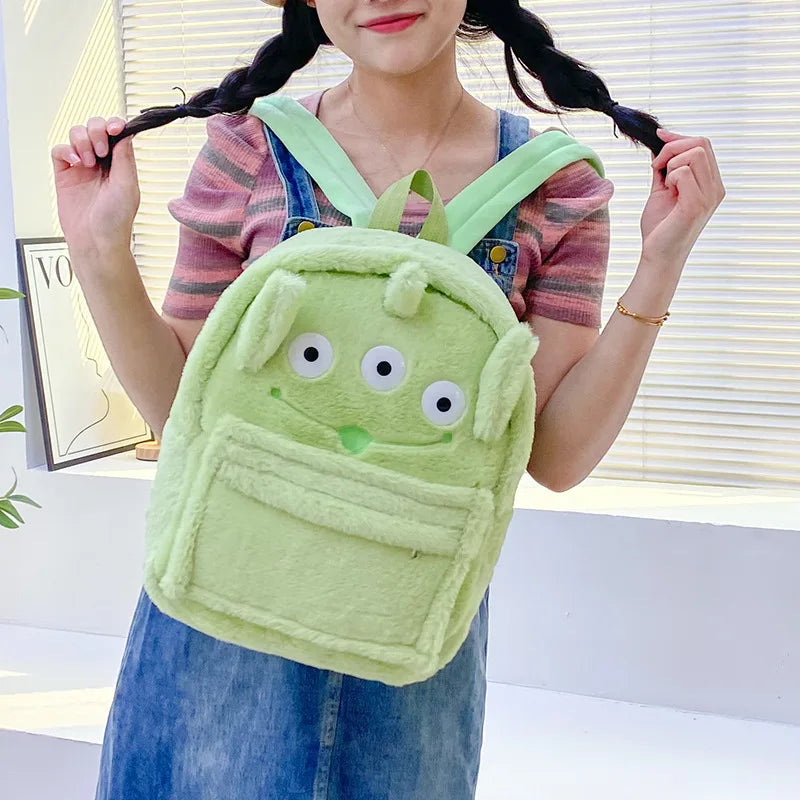New Lotso Alien Cartoon Funny Plush Backpack Students Large Capacity Bag Girls Casual Soft Stuffed Schoolbag Lightening Bag