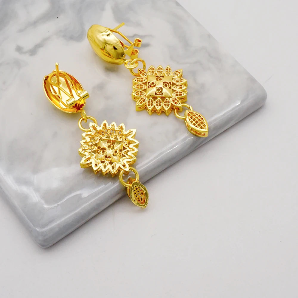 Ethiopian Fashion Women's Jewelry Set African Wedding Jewelry Set Necklace, Bracelet, Earrings, and Ring Set